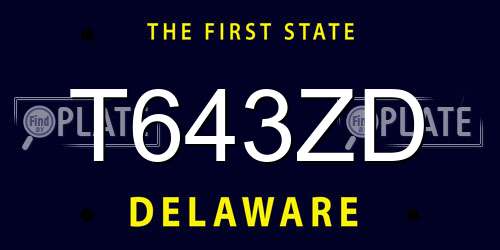 T643ZD Delaware License Plate