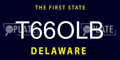 T66OLB Delaware License Plate
