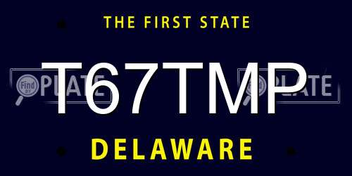 T67TMP Delaware License Plate