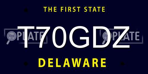 T70GDZ Delaware License Plate