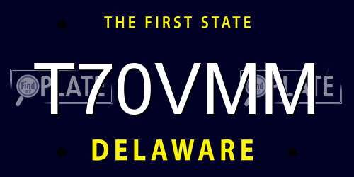 T70VMM Delaware License Plate