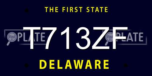 T713ZF Delaware License Plate