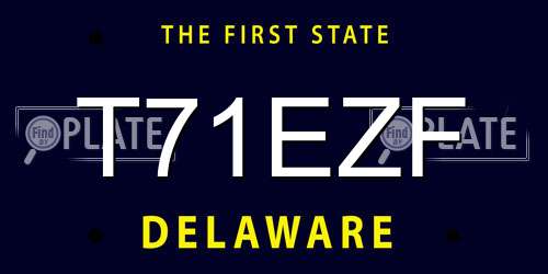 T71EZF Delaware License Plate