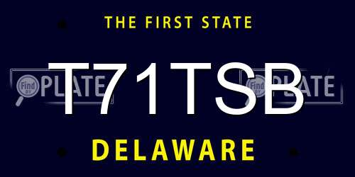 T71TSB Delaware License Plate