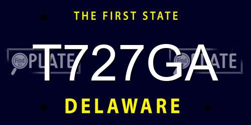 T727GA Delaware License Plate