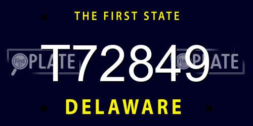 T72849 Delaware License Plate