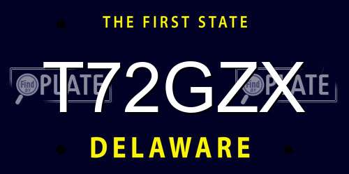 T72GZX Delaware License Plate