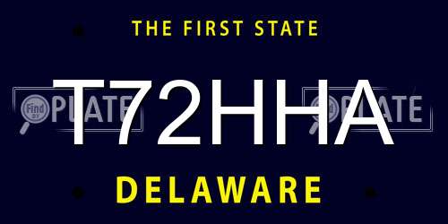 T72HHA Delaware License Plate