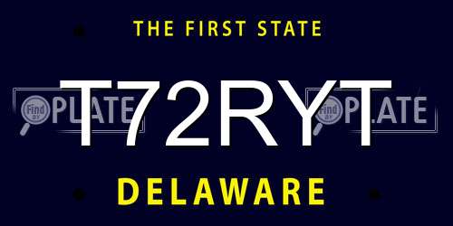 T72RYT Delaware License Plate