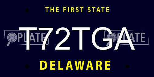 T72TGA Delaware License Plate