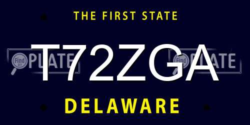 T72ZGA Delaware License Plate