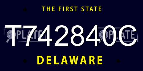 T742840C Delaware License Plate