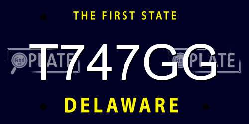 T747GG Delaware License Plate