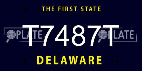 T7487T Delaware License Plate