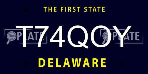 T74QOY Delaware License Plate
