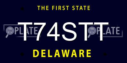 T74STT Delaware License Plate