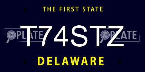 T74STZ Delaware License Plate