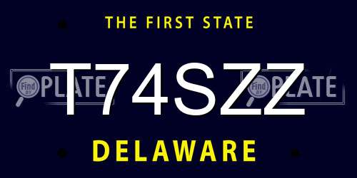 T74SZZ Delaware License Plate