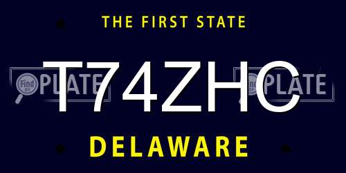 T74ZHC Delaware License Plate