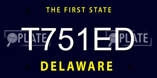 T751ED Delaware License Plate