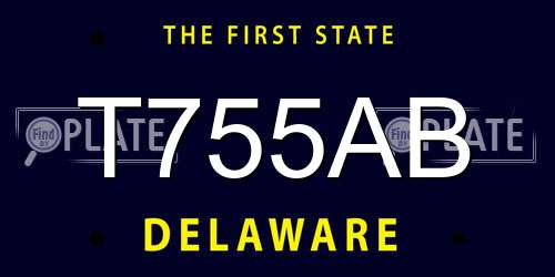 T755AB Delaware License Plate