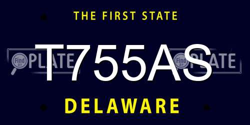 T755AS Delaware License Plate