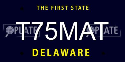 T75MAT Delaware License Plate