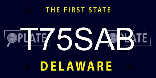 T75SAB Delaware License Plate