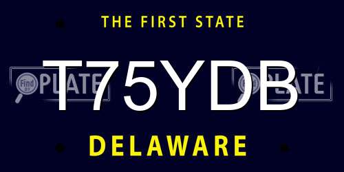 T75YDB Delaware License Plate