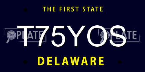 T75YOS Delaware License Plate