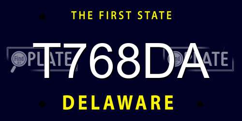 T768DA Delaware License Plate