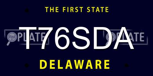 T76SDA Delaware License Plate