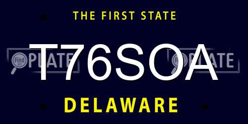 T76SOA Delaware License Plate