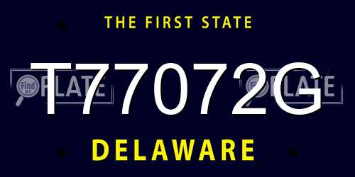 T77072G Delaware License Plate