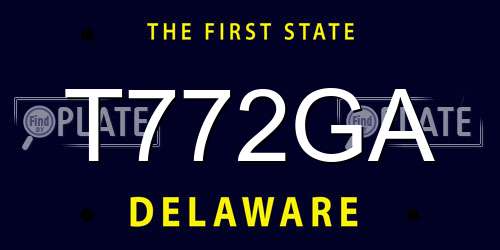 T772GA Delaware License Plate