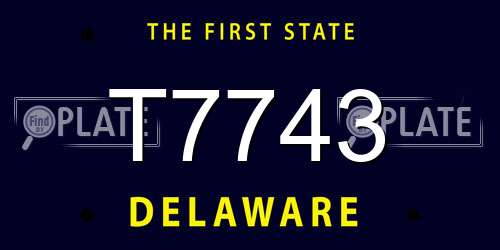 T7743 Delaware License Plate
