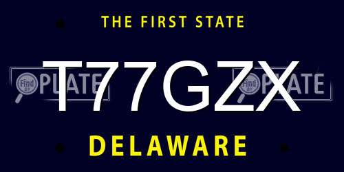 T77GZX Delaware License Plate