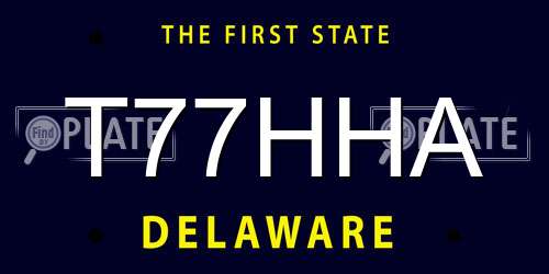 T77HHA Delaware License Plate