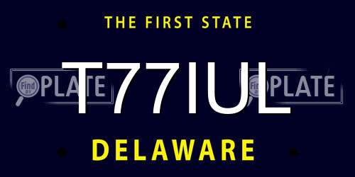 T77IUL Delaware License Plate