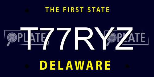 T77RYZ Delaware License Plate