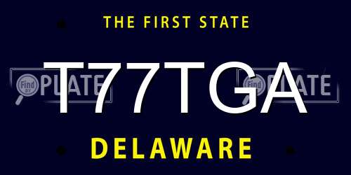 T77TGA Delaware License Plate