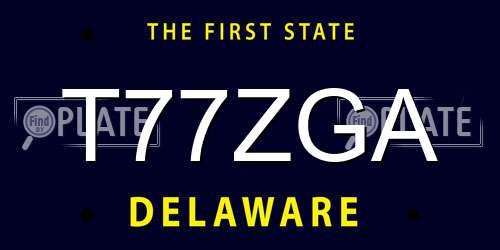 T77ZGA Delaware License Plate