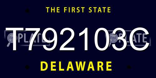 T792103C Delaware License Plate
