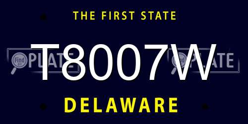 T8007W Delaware License Plate