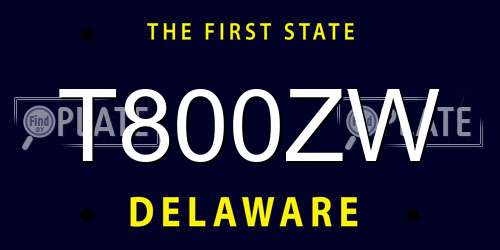T800ZW Delaware License Plate