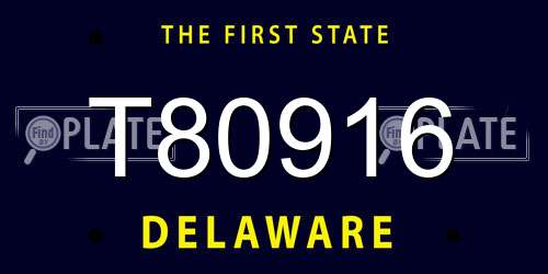T80916 Delaware License Plate