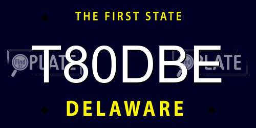T80DBE Delaware License Plate