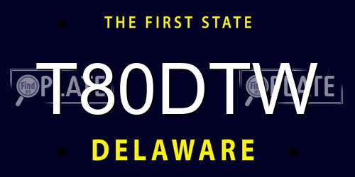 T80DTW Delaware License Plate