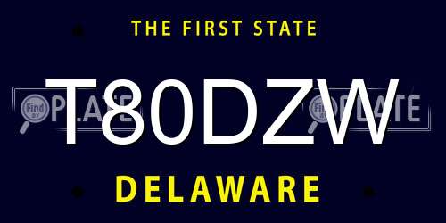 T80DZW Delaware License Plate