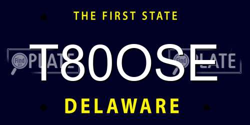 T80OSE Delaware License Plate